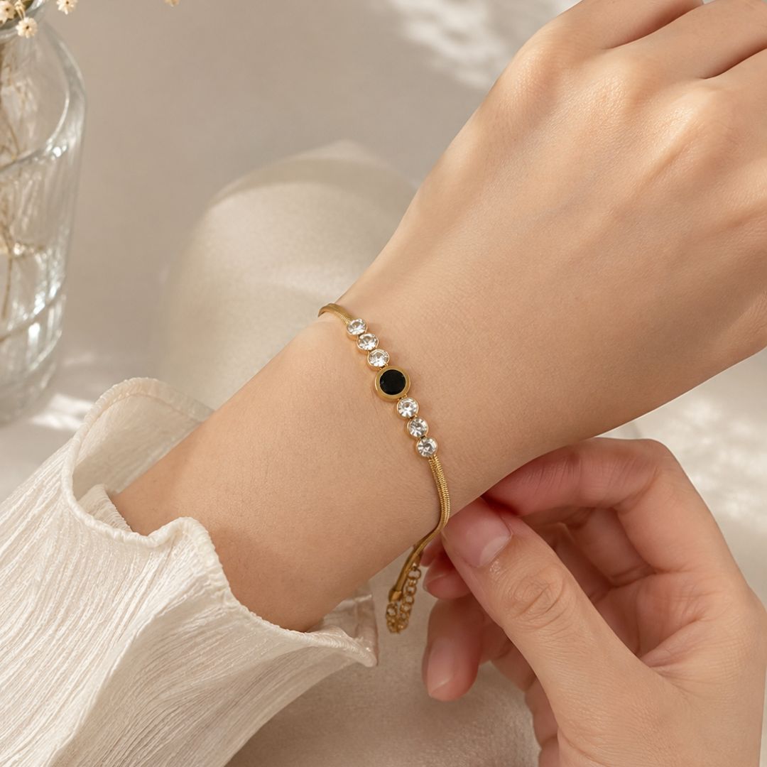 Black Round Stone Bracelet